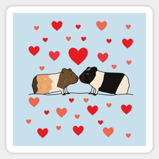 Two Kissing Guinea Pigs with Hearts Sticker